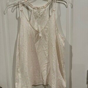 NWT Lou & Gray White Racer Bank Tank Top Cotton Size Small